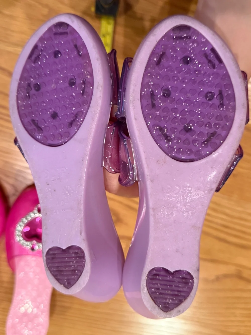 Toddler Kids Pink & Purple heels Jelly Slide Sandals with Heart & Bow Accents